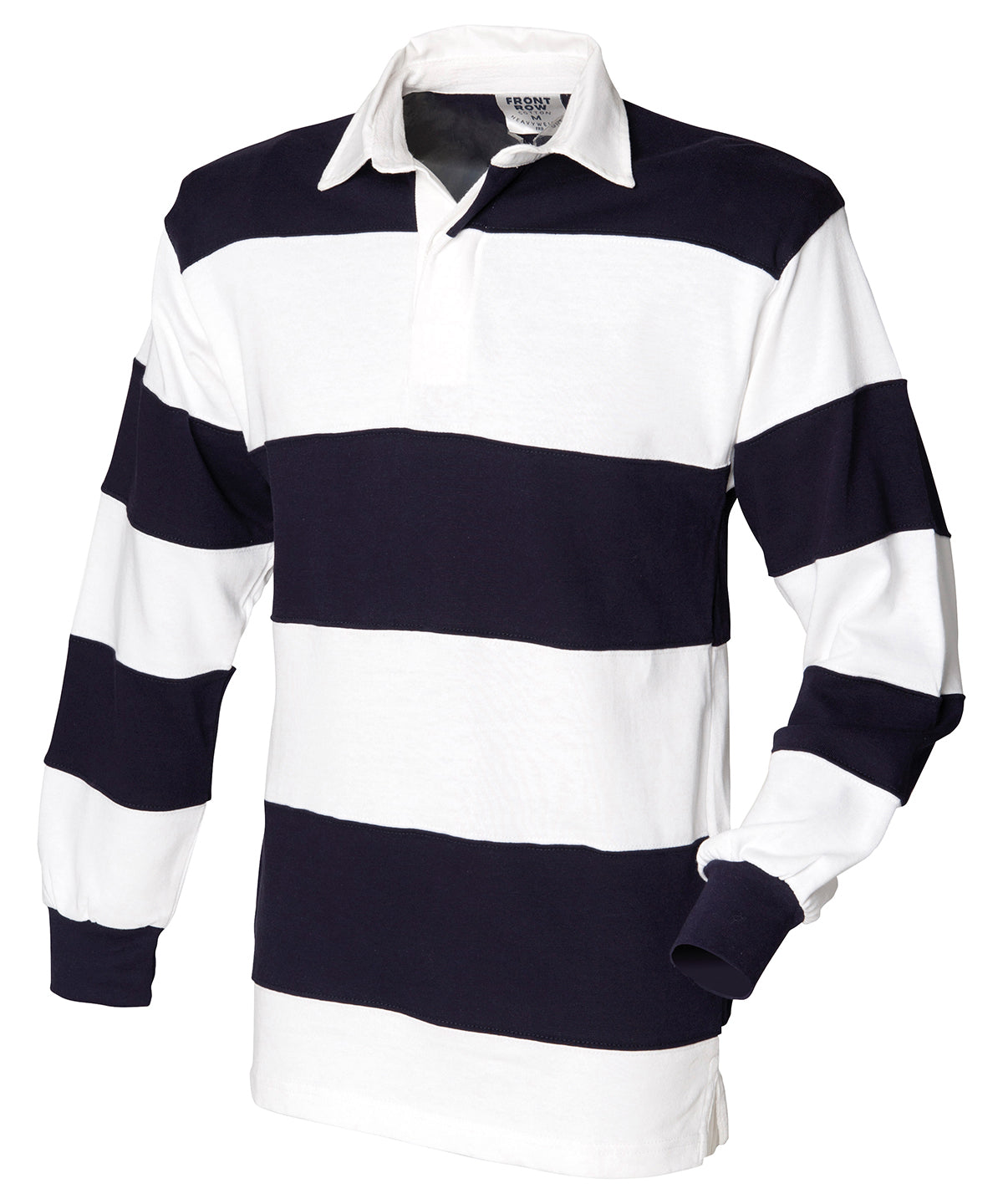 Personalised Polo Shirts - Stripes Front Row Sewn stripe long sleeve rugby shirt