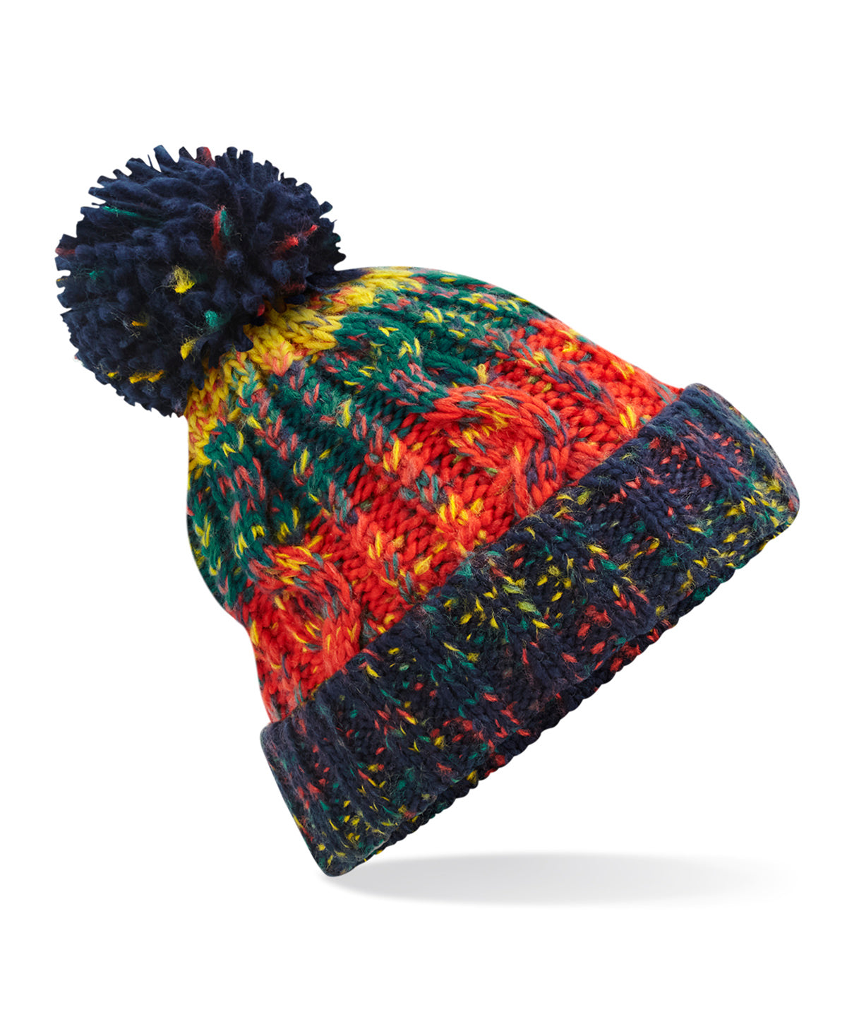 Personalised Hats - Multicolour Beechfield Corkscrew pom pom beanie