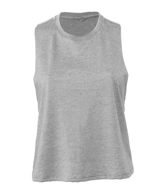 Personalised Vests - Heather Grey Bella Canvas Women's racerback cropped tank