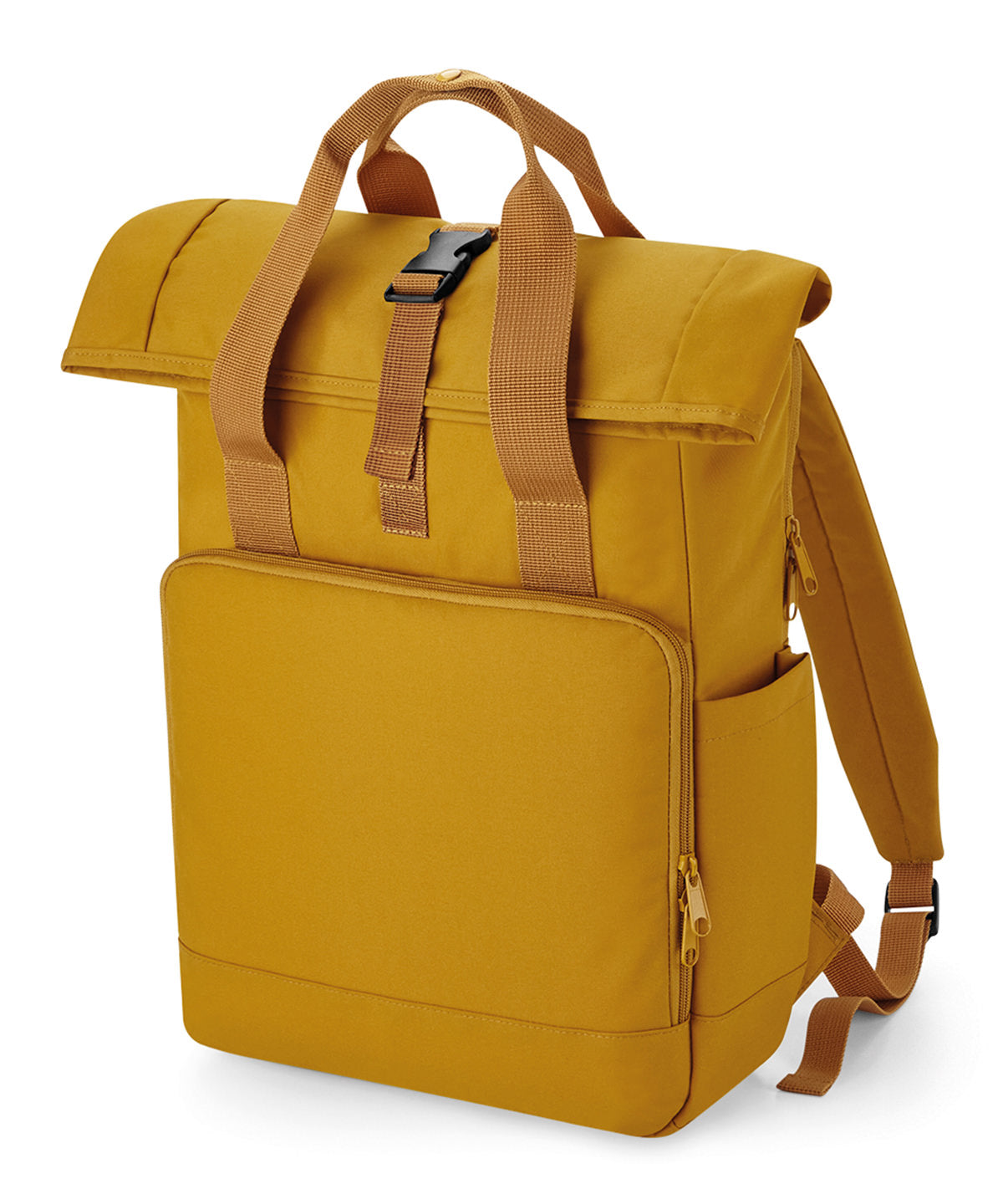 Personalised Bags - Mustard Bagbase Recycled twin handle roll-top laptop backpack