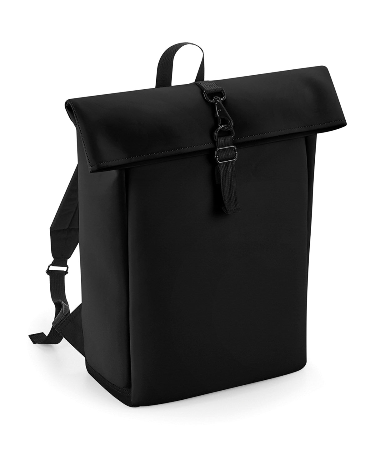 Personalised Bags - Black Bagbase Matte PU rolltop backpack