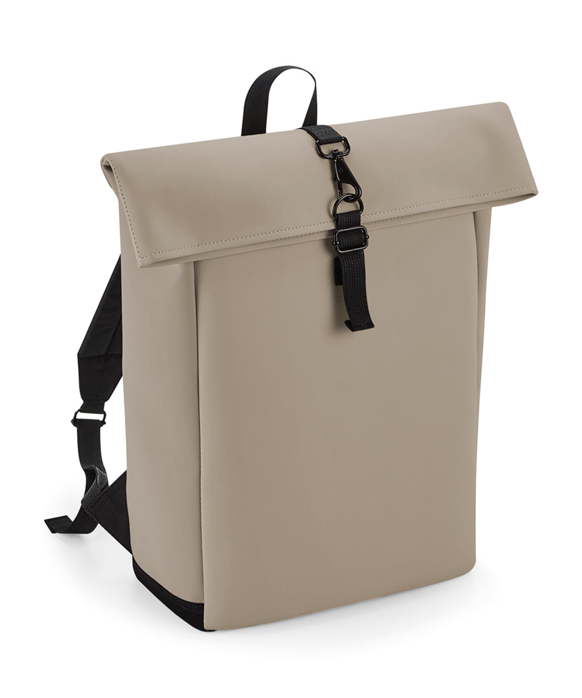 Personalised Bags - Natural Bagbase Matte PU rolltop backpack