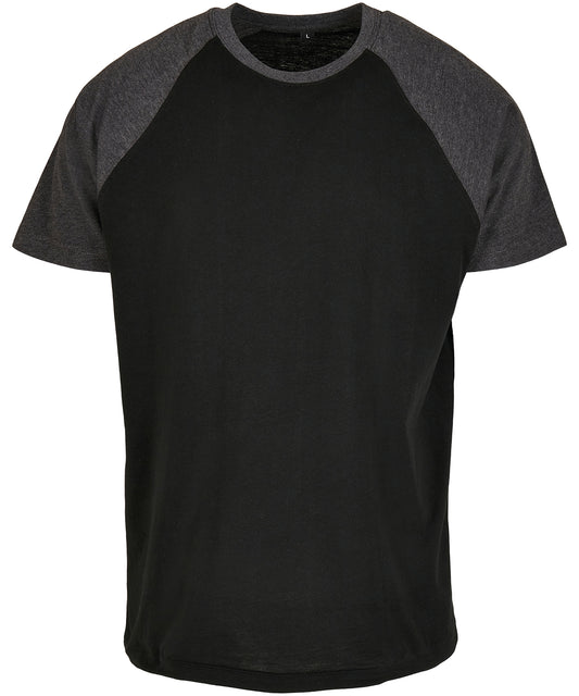 Personalised T-Shirts - Black Build Your Brand Raglan contrast tee