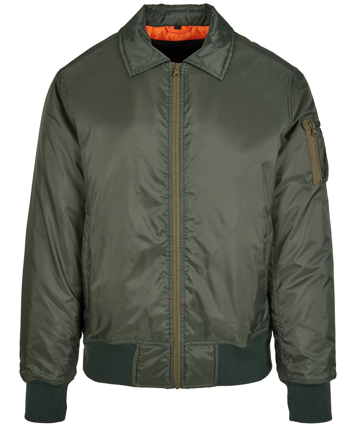 Personalised Jackets - Olive Build Your Brand Collar bomber jacket