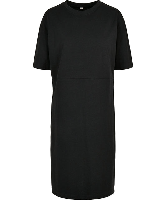 Personalised Dresses - Black Build Your Brand Women's organic oversizes slit tee dress