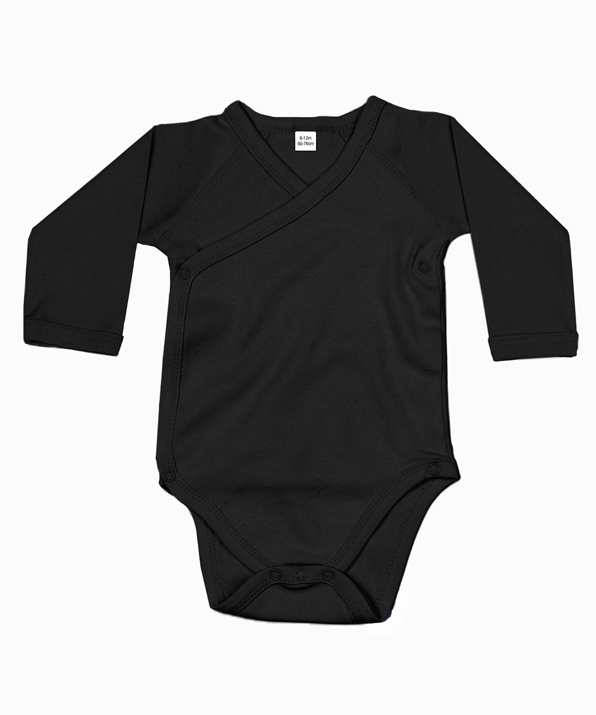 Personalised Bodysuits - Black Babybugz Baby long sleeve kimono bodysuit