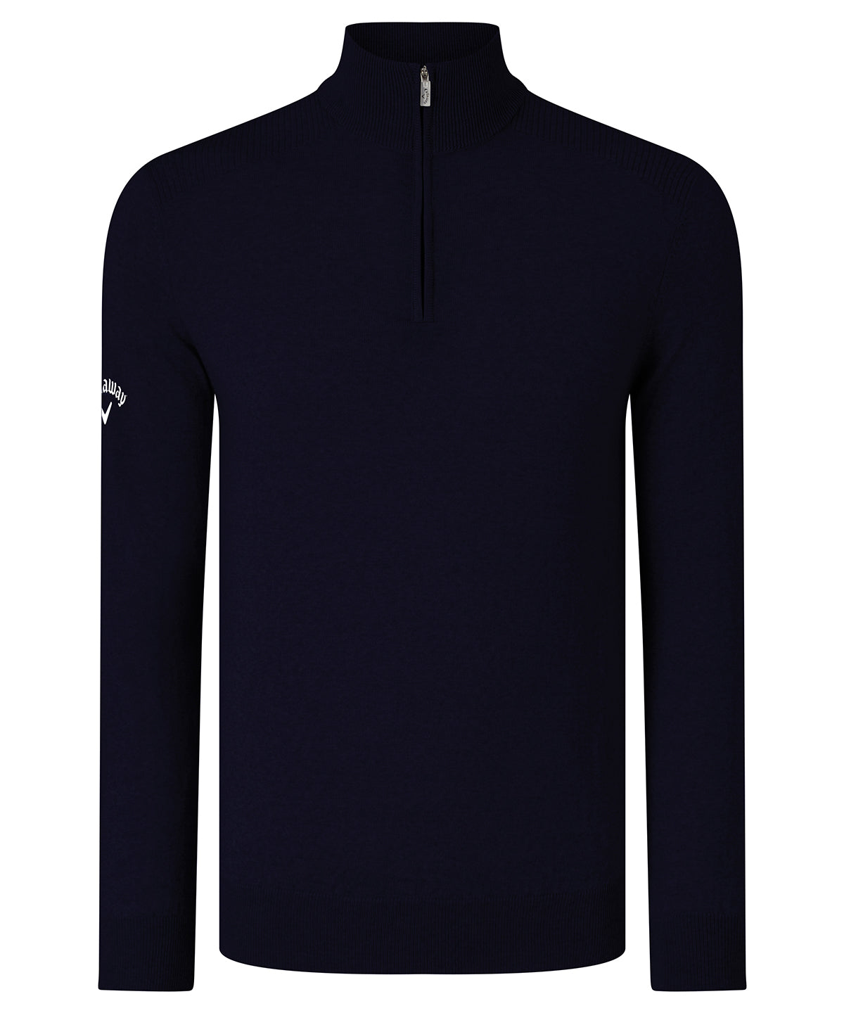 Personalised Knitted Jumpers - Black Callaway Ribbed ¼ zip Merino sweater