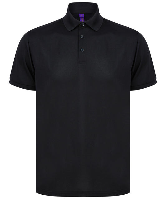 Personalised Polo Shirts - Black Henbury Recycled polyester polo shirt