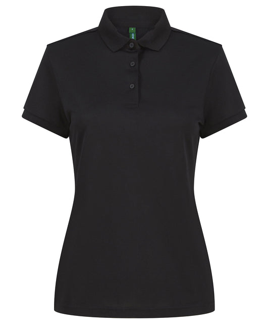 Personalised Polo Shirts - Black Henbury Women’s recycled polyester polo shirt