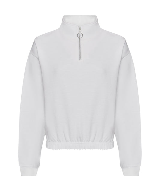 Personalised Sweatshirts - White AWDis Just Hoods Women's cropped ¼-zip sweat