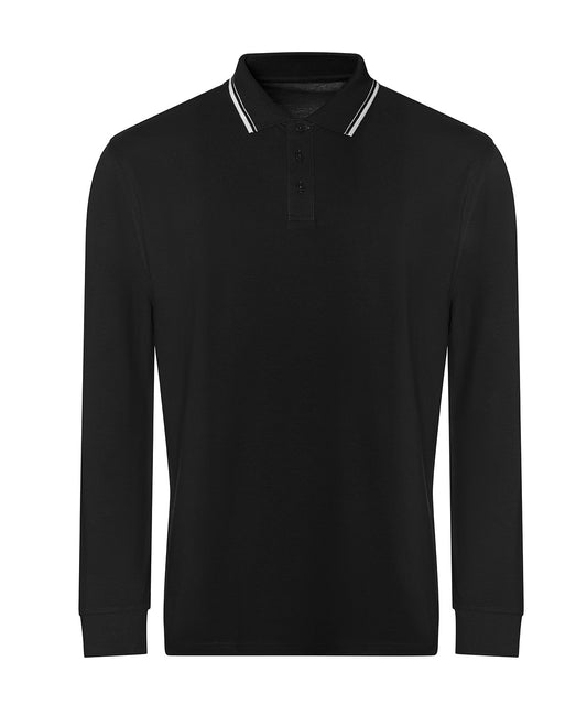 Personalised Polo Shirts - Black AWDis Just Polo's Long sleeve tipped 100 polo