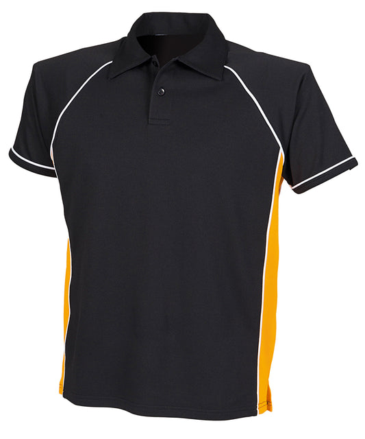 Personalised Polo Shirts - Black Finden & Hales Piped performance polo