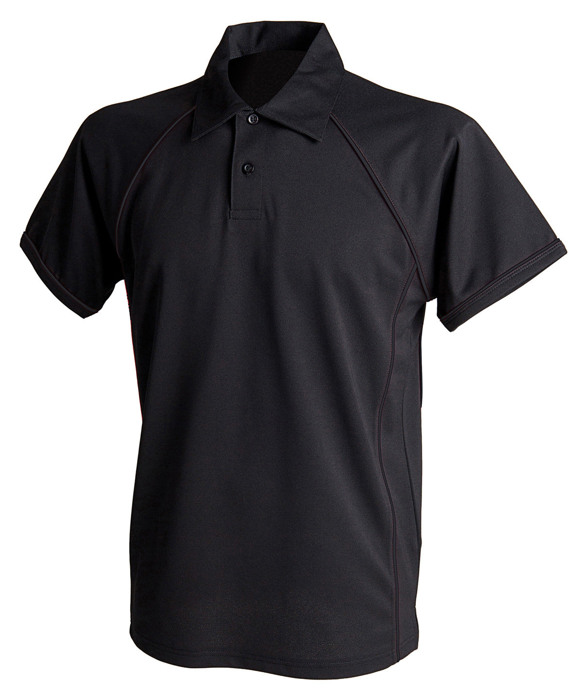 Personalised Polo Shirts - Black Finden & Hales Piped performance polo
