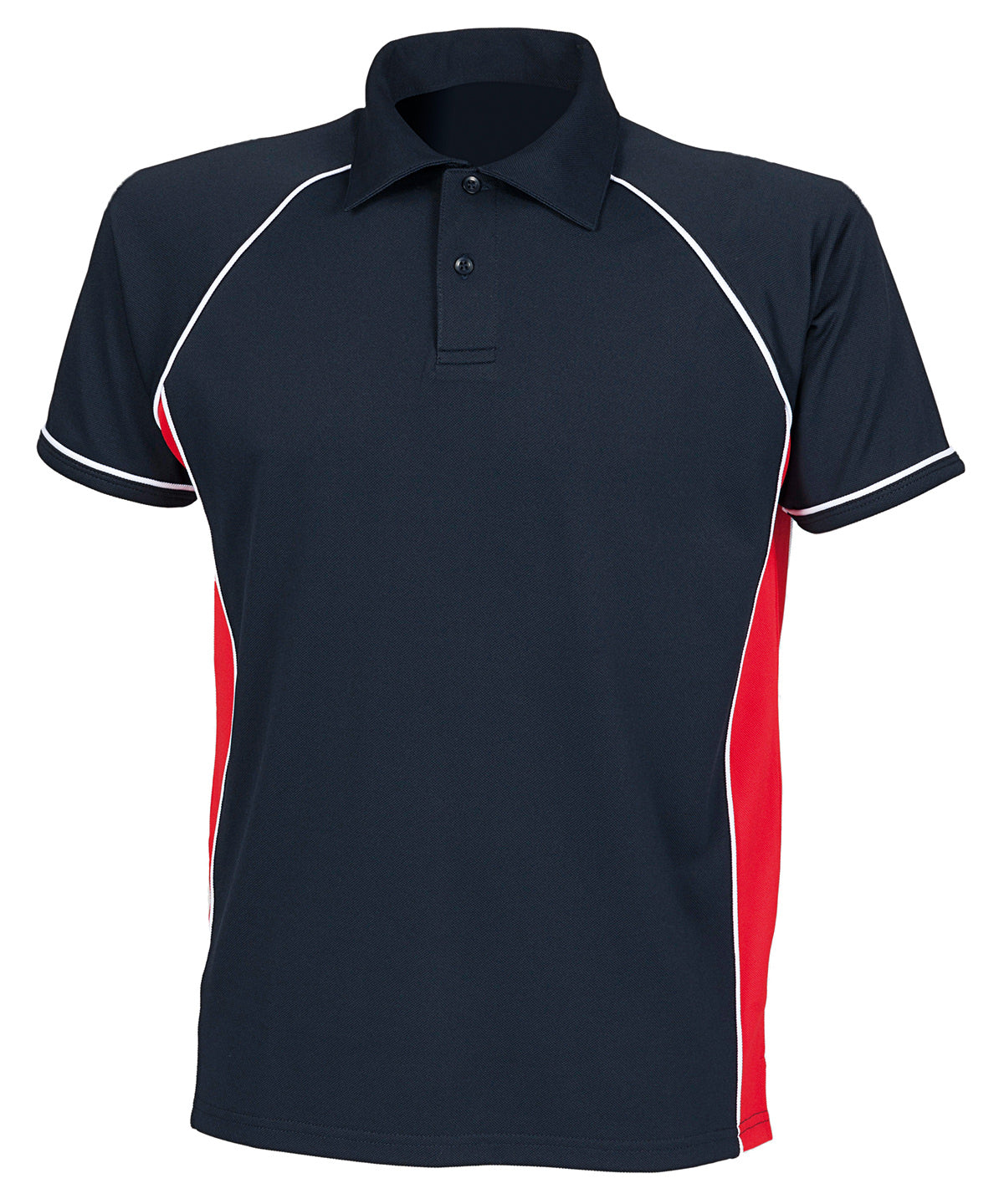 Personalised Polo Shirts - Black Finden & Hales Piped performance polo
