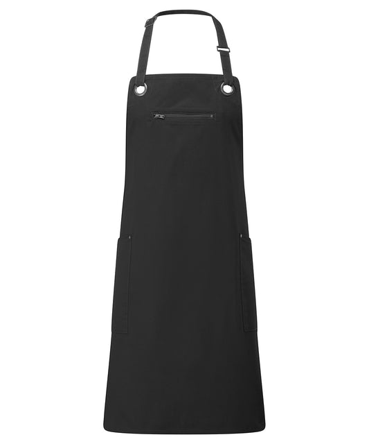 Personalised Aprons - Black Premier ‘Barley’ Contrast Stitch Bib Apron