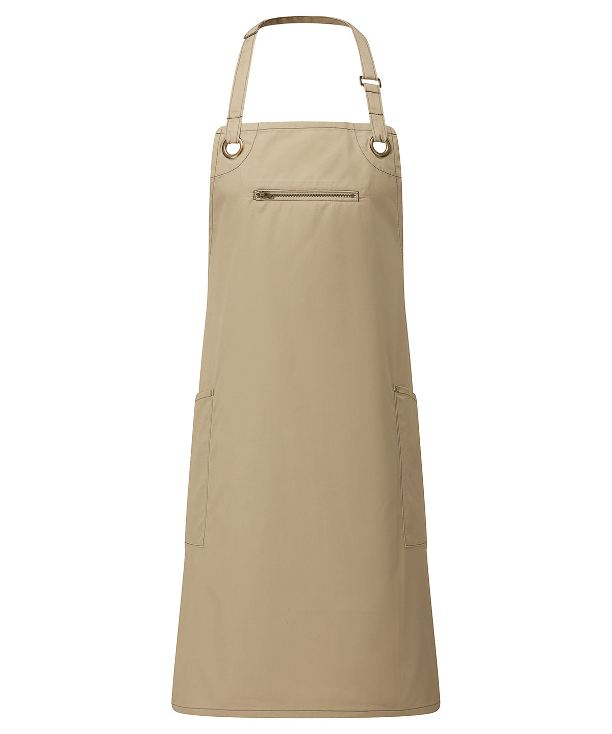 Personalised Aprons - Khaki Premier ‘Barley’ Contrast Stitch Bib Apron