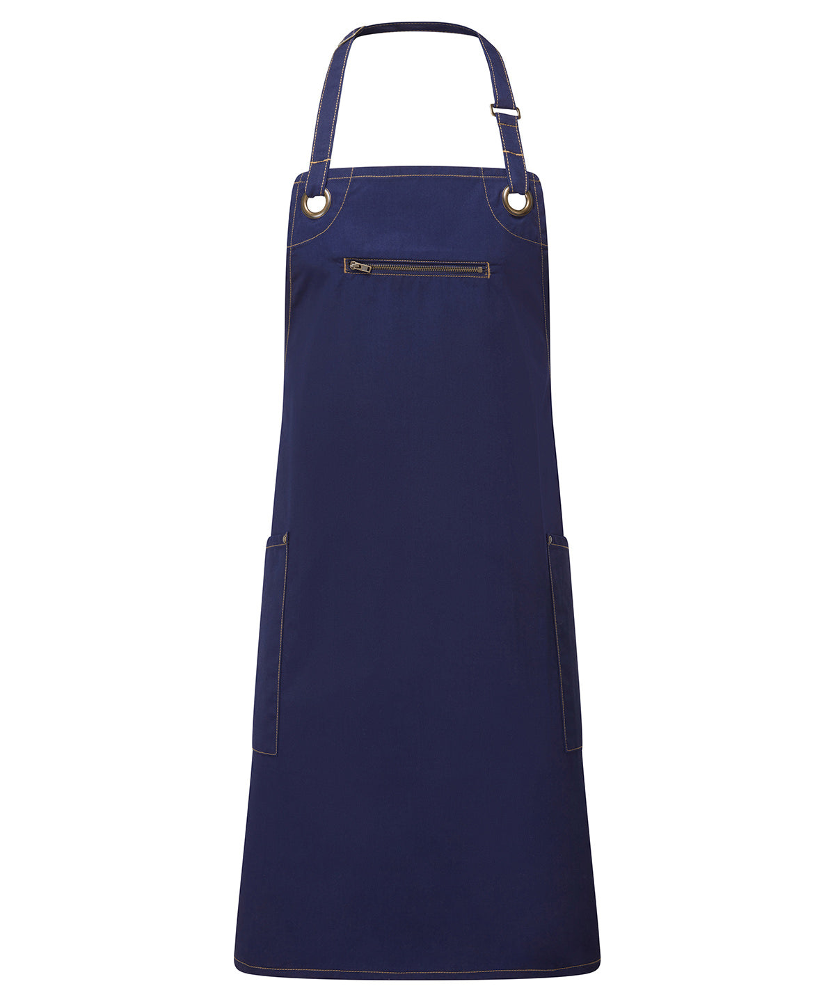 Personalised Aprons - Navy Premier ‘Barley’ Contrast Stitch Bib Apron