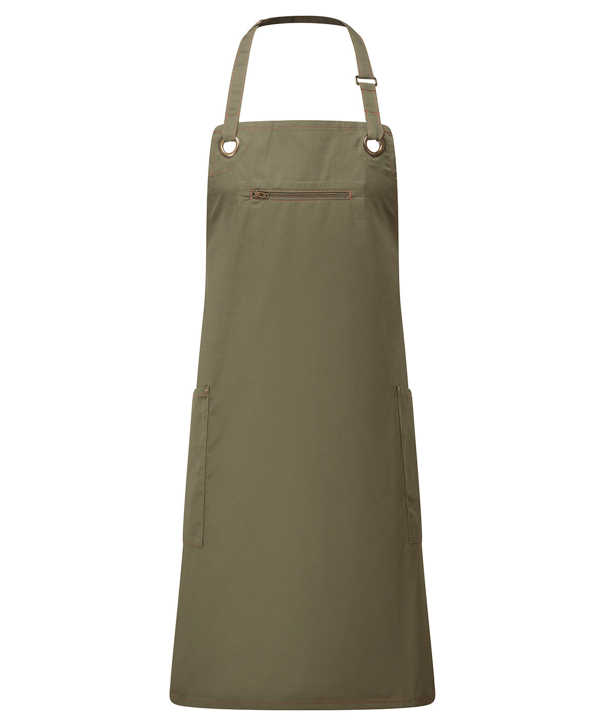 Personalised Aprons - Olive Premier ‘Barley’ Contrast Stitch Bib Apron