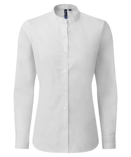 Personalised Shirts - White Premier Women's banded collar 'grandad' shirt