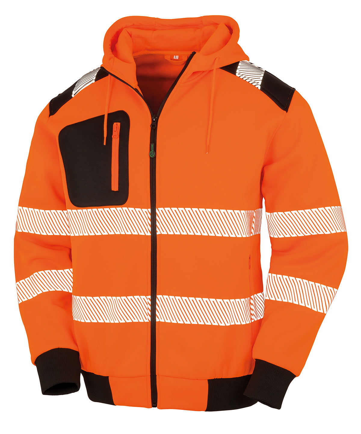 Personalised Hoodies - Neon Orange Result Genuine Recycled Recycled robust zipped safety hoodie