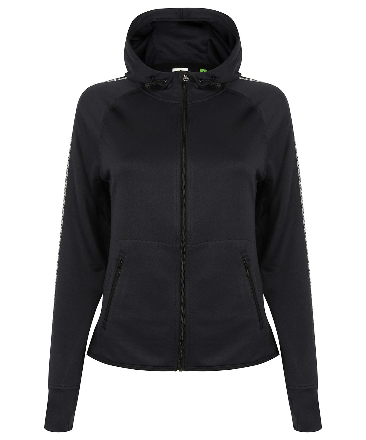 Personalised Hoodies - Black Tombo Women's hoodie with reflective tape