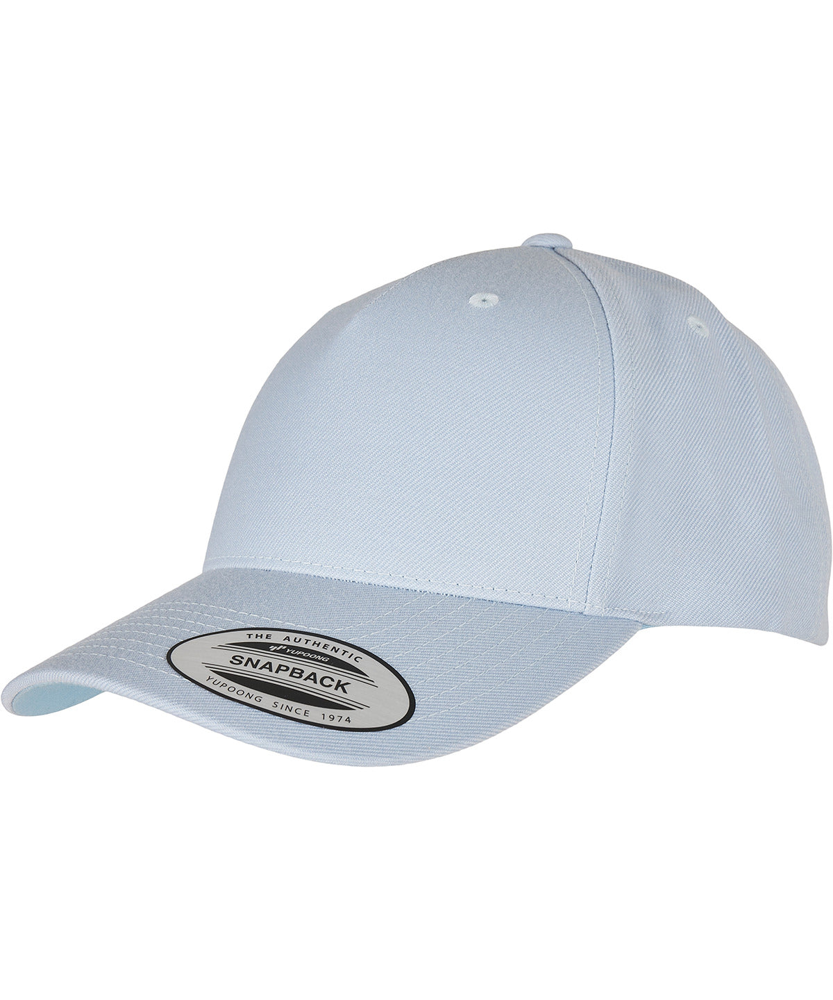 Personalised Caps - Light Blue Flexfit by Yupoong YP classics 5-panel premium curved visor snapback cap (5789M)