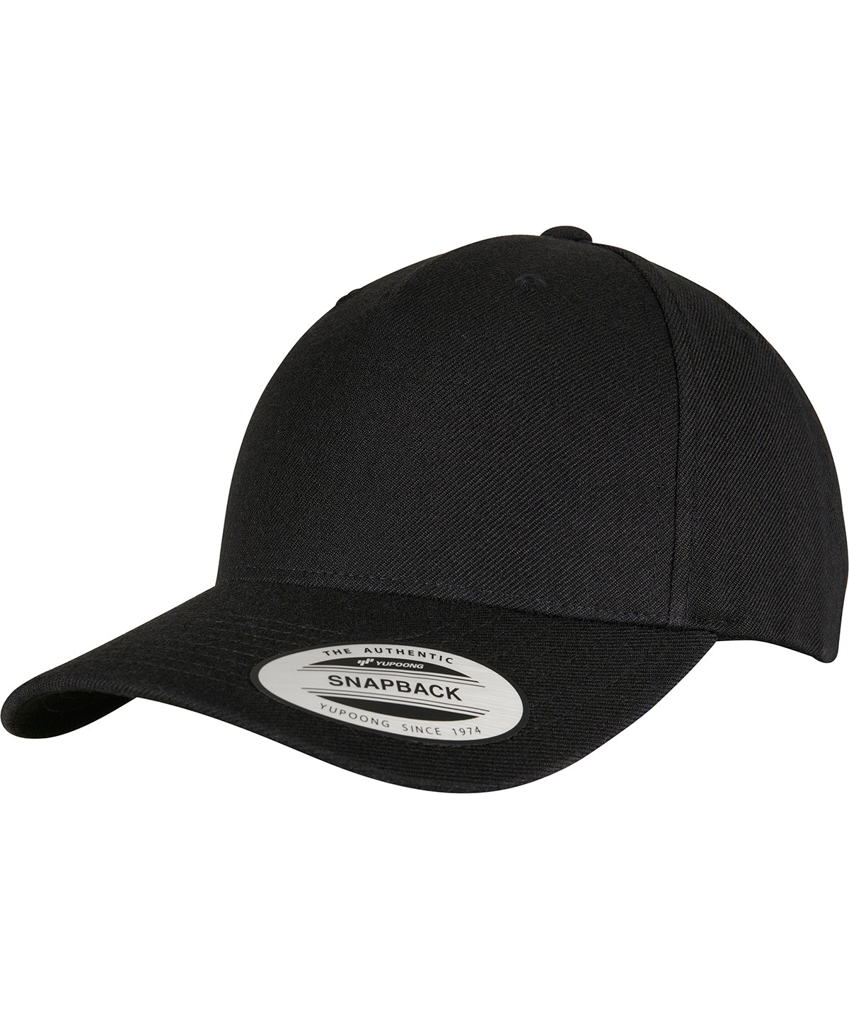 Personalised Caps - Black Flexfit by Yupoong YP classics 5-panel premium curved visor snapback cap (5789M)