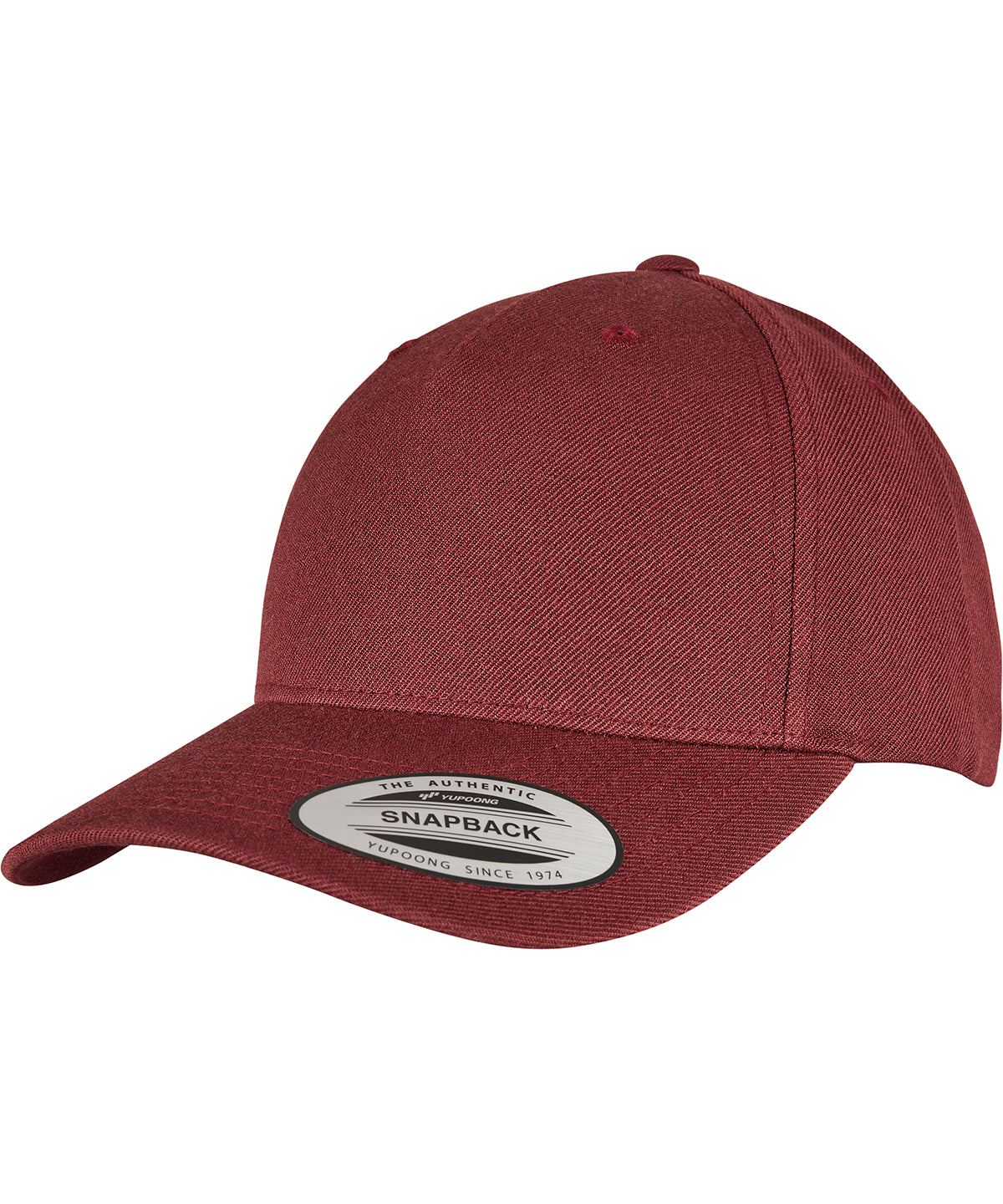 Personalised Caps - Dark Red Flexfit by Yupoong YP classics 5-panel premium curved visor snapback cap (5789M)