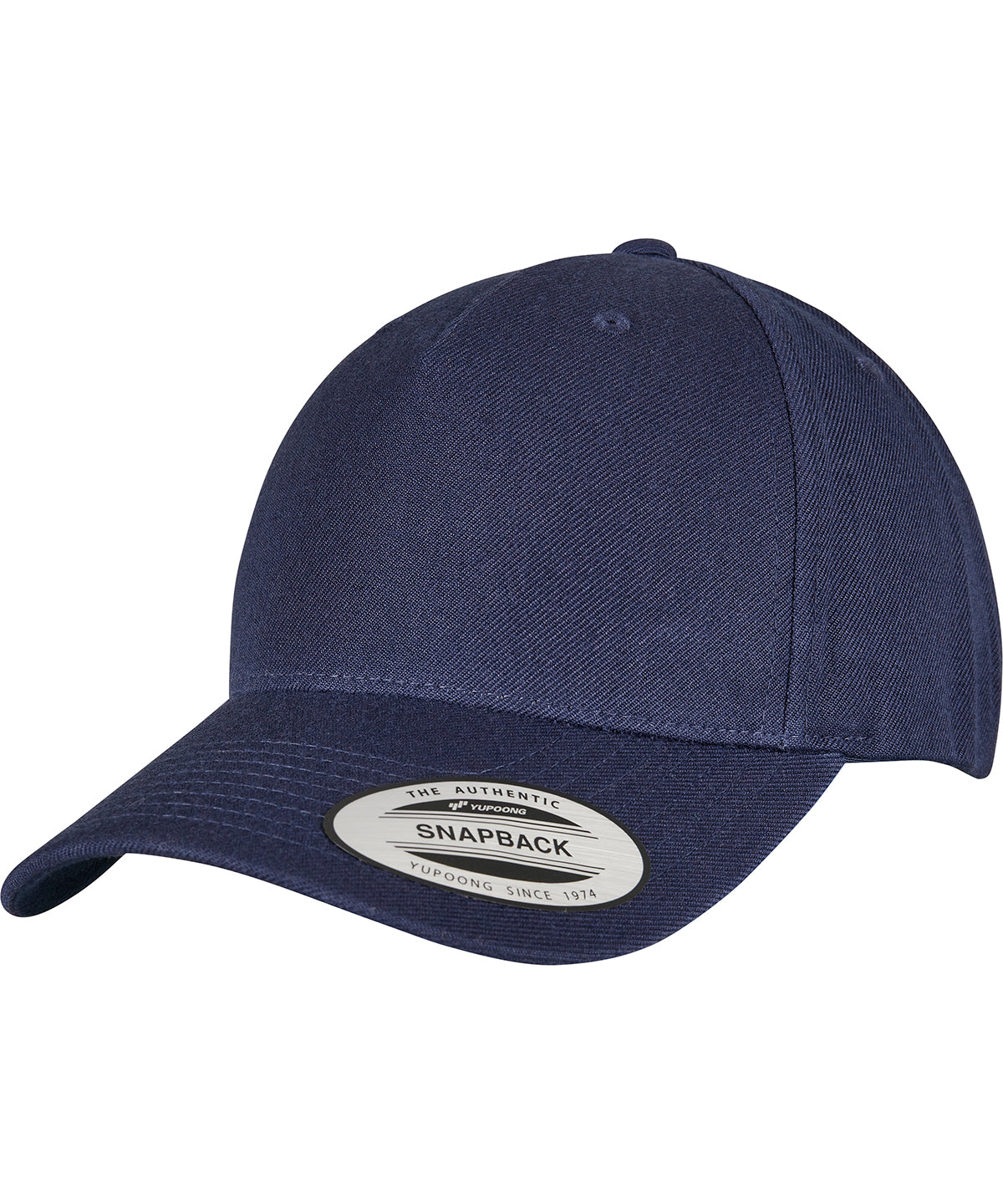 Personalised Caps - Navy Flexfit by Yupoong YP classics 5-panel premium curved visor snapback cap (5789M)