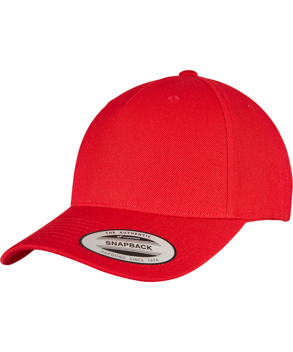 Personalised Caps - Mid Red Flexfit by Yupoong YP classics 5-panel premium curved visor snapback cap (5789M)