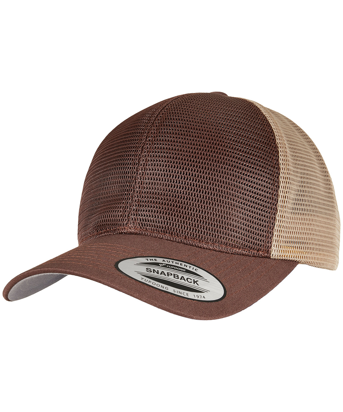 Personalised Caps - Mid Brown Flexfit by Yupoong 360° omnimesh 2-tone cap (6360T)