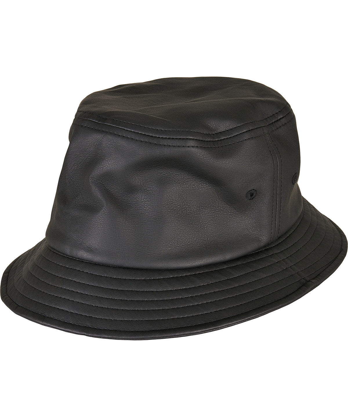 Personalised Hats - Black Flexfit by Yupoong Imitation leather bucket hat (5003IL)