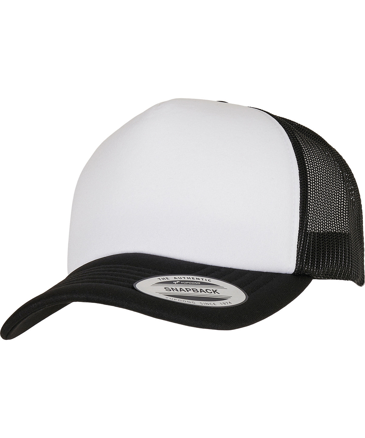 Personalised Caps - White Flexfit by Yupoong YP Classics® curved foam trucker cap – white front (6320W)