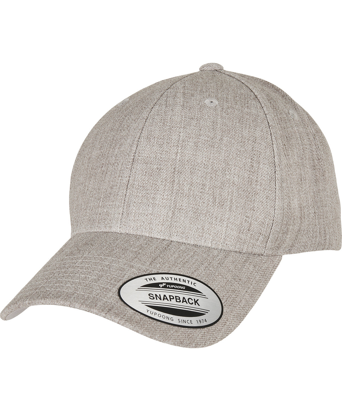 Personalised Caps - Heather Grey Flexfit by Yupoong Premium curved visor snapback cap (6789M)