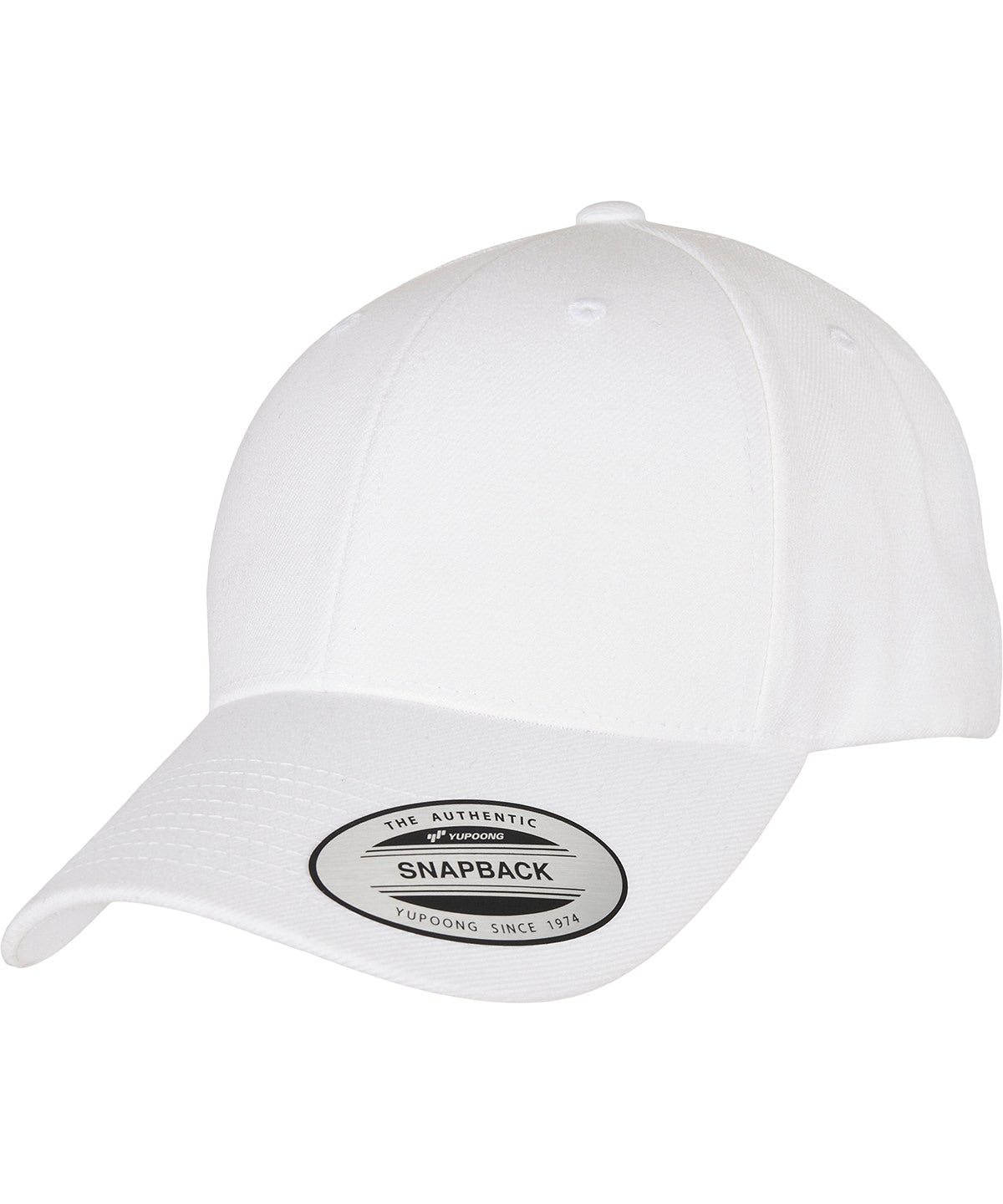 Personalised Caps - White Flexfit by Yupoong Premium curved visor snapback cap (6789M)